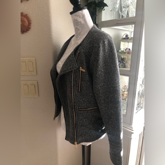 Calvin Klein NWT Zip Front Gray Jacket with Gold Zippered Front Size Small - Picture 15 of 16